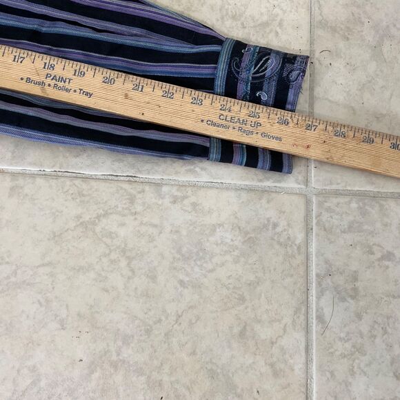 Robert Graham Flip Cuff strip Shirt Men's Large Paisley Long Sleeve Black Purple - Picture 16 of 16